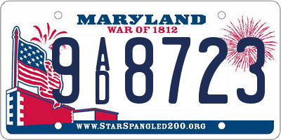 MD license plate 9AD8723