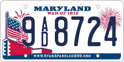 MD license plate 9AD8724