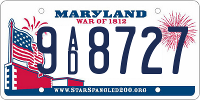 MD license plate 9AD8727