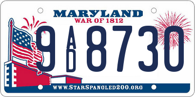 MD license plate 9AD8730