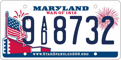 MD license plate 9AD8732
