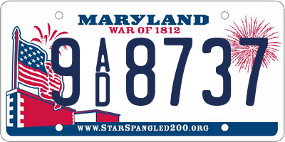 MD license plate 9AD8737