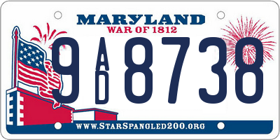 MD license plate 9AD8738