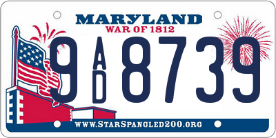 MD license plate 9AD8739