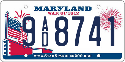 MD license plate 9AD8741