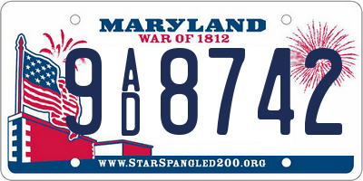 MD license plate 9AD8742