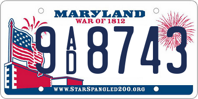MD license plate 9AD8743