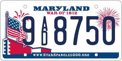 MD license plate 9AD8750