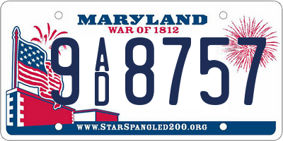 MD license plate 9AD8757