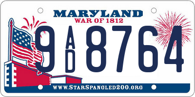 MD license plate 9AD8764