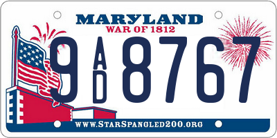 MD license plate 9AD8767