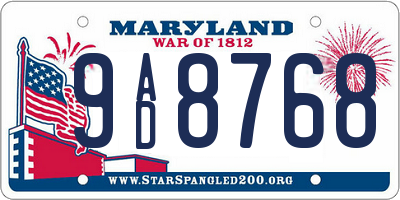 MD license plate 9AD8768