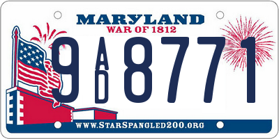 MD license plate 9AD8771
