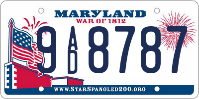 MD license plate 9AD8787