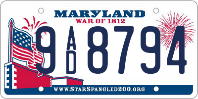 MD license plate 9AD8794