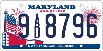 MD license plate 9AD8796