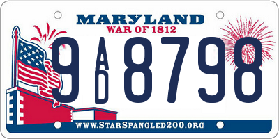 MD license plate 9AD8798
