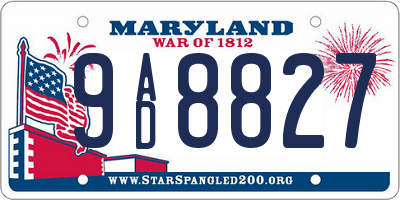 MD license plate 9AD8827
