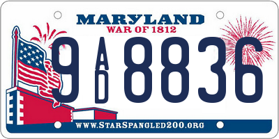 MD license plate 9AD8836