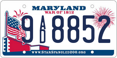 MD license plate 9AD8852