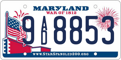 MD license plate 9AD8853