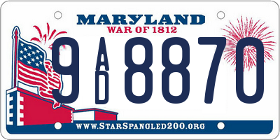 MD license plate 9AD8870
