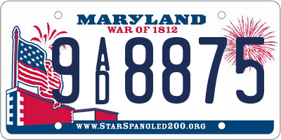 MD license plate 9AD8875