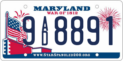 MD license plate 9AD8891