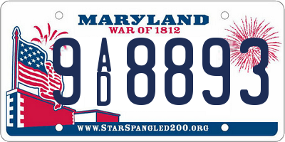 MD license plate 9AD8893