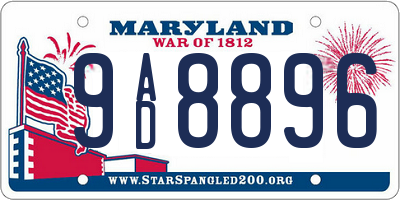 MD license plate 9AD8896