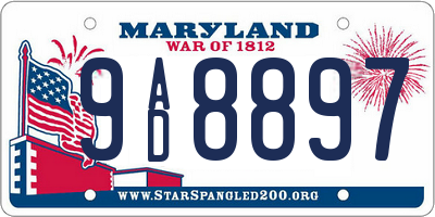 MD license plate 9AD8897