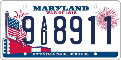 MD license plate 9AD8911