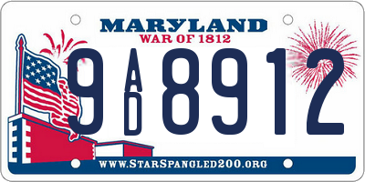 MD license plate 9AD8912
