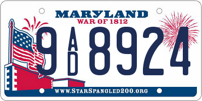 MD license plate 9AD8924
