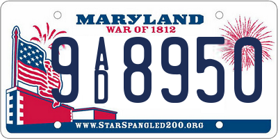 MD license plate 9AD8950