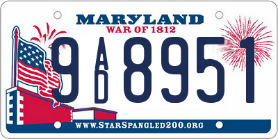 MD license plate 9AD8951