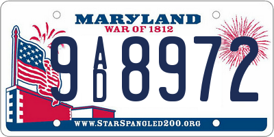 MD license plate 9AD8972