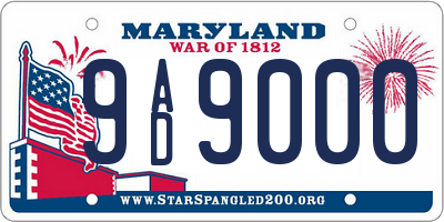 MD license plate 9AD9000
