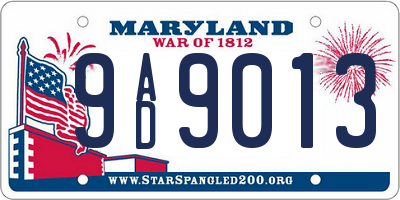 MD license plate 9AD9013