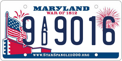 MD license plate 9AD9016