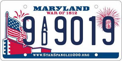 MD license plate 9AD9019
