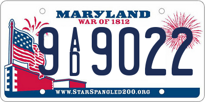 MD license plate 9AD9022