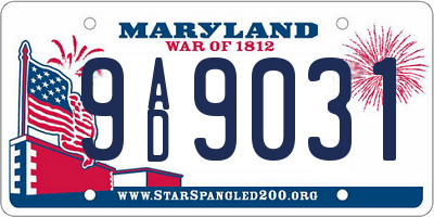 MD license plate 9AD9031
