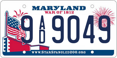 MD license plate 9AD9049