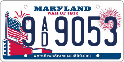 MD license plate 9AD9053