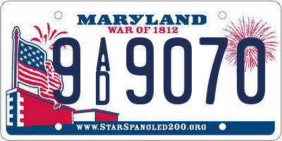 MD license plate 9AD9070