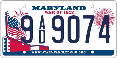 MD license plate 9AD9074