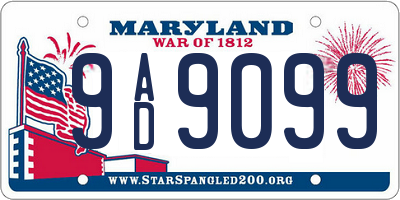 MD license plate 9AD9099