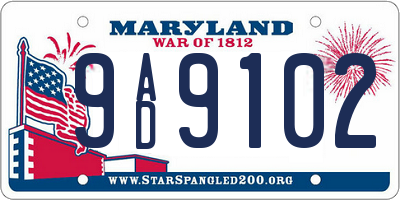 MD license plate 9AD9102
