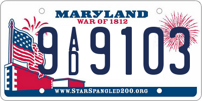 MD license plate 9AD9103